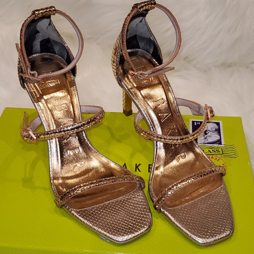 Ted Baker Triam Metallic leather Strap high heels Sandals, Shoes